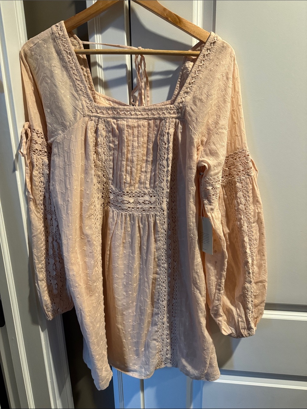 Tularosa Blush Pink Lace-Trim Mini Dress